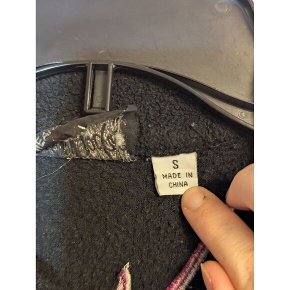 Bob Mackie Wearable Art Black Embroidered Housecoat Robe W/ Zip & Pink Heart Des - Picture 6 of 10